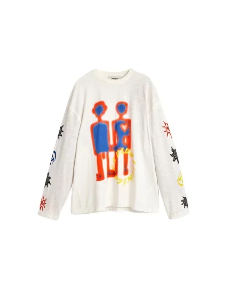 Desigual Tricou albastru / roșu / negru alb