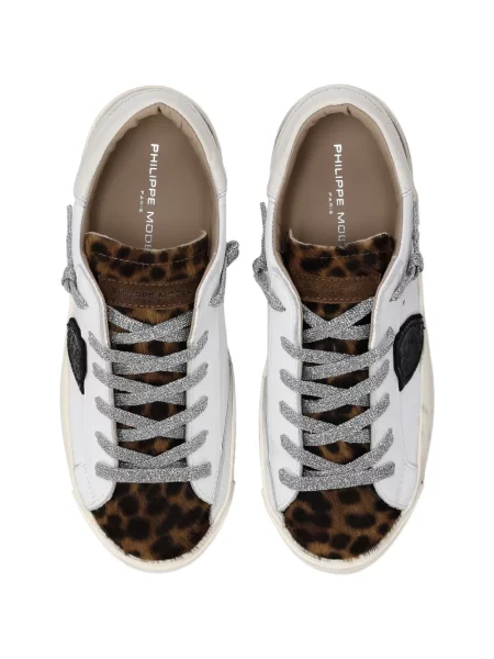 Sneakerși Philippe Model Paris cu imagine cu model leopard alb