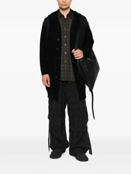 Lung cardigan Isabel Benenato cu glugă negru