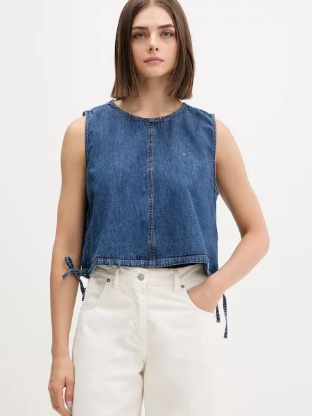 Tommy Jeans bluza s naramenicama ženska traper plava