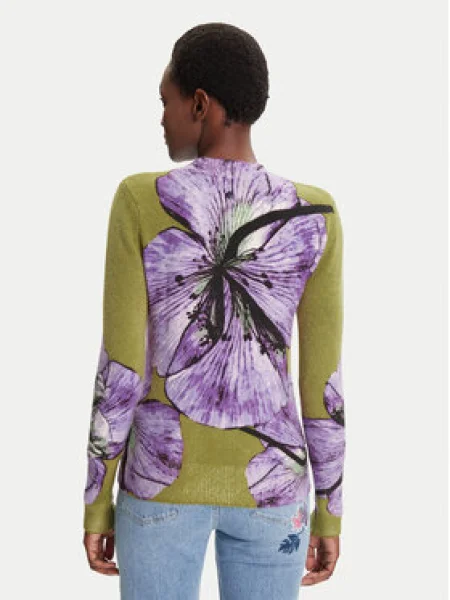Desigual Sveter Orquidea Lacroix Zelená fialová
