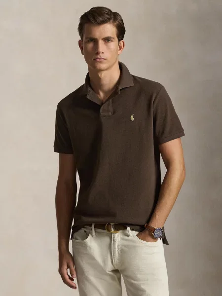 Polo Ralph Lauren Majica temno rjava / svetlo rumena