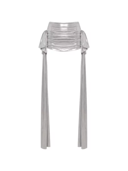 Mini fusta mini Norma Kamali cu funde mini argintiu