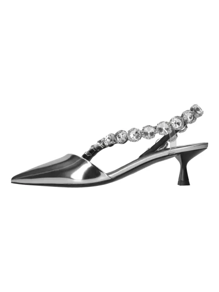 Czółenka Stella Mccartney skórzana z otwartą piętą klasyczna szara