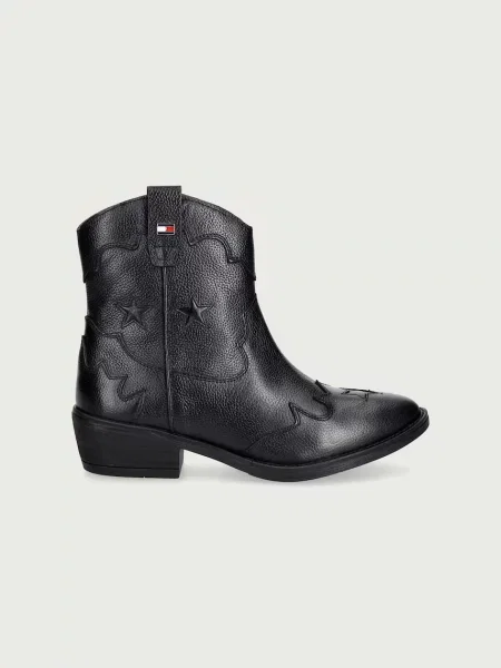 Tommy Hilfiger каубойски ботуши за деца от кожа черно