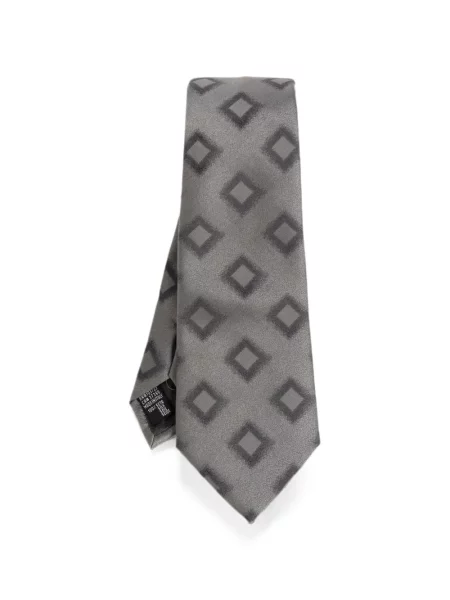 Cravată Giorgio Armani de mătase cu imprimeu geometric gri