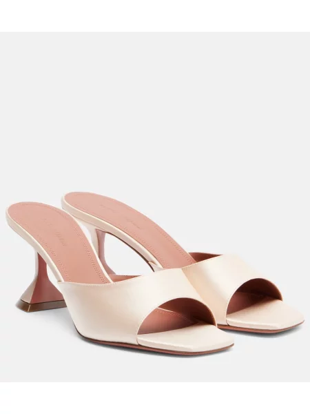 Papuci tip mules Amina Muaddi din satin roz