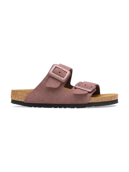 Birkenstock papuci pentru femei din piele întoarsă Arizona Suede Cushion Buckle roz