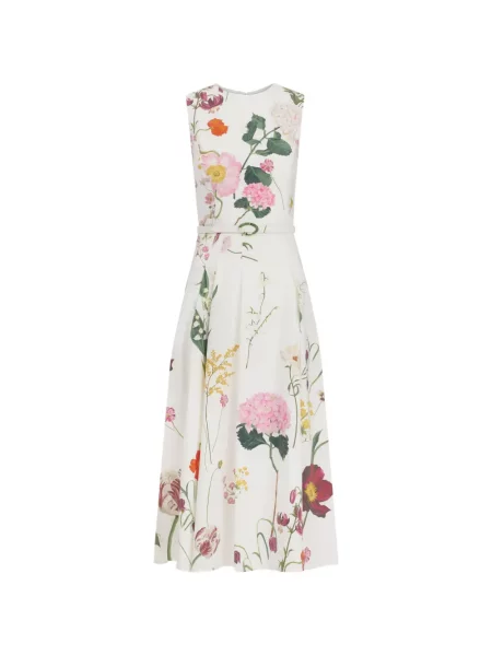 Rochie midi Oscar De La Renta fără mâneci cu imagine alb