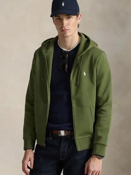 Bluza z kapturem Ralph Lauren Double Knit Full Zip ciemna S zielona
