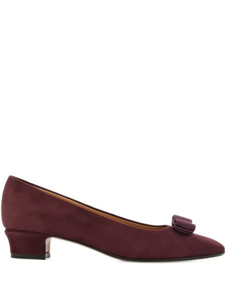 Pantofi cu toc Ferragamo cu funde violet