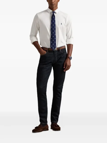 Dlouhá pruhovaná s límcem kšiltovka Polo Ralph Lauren modrá