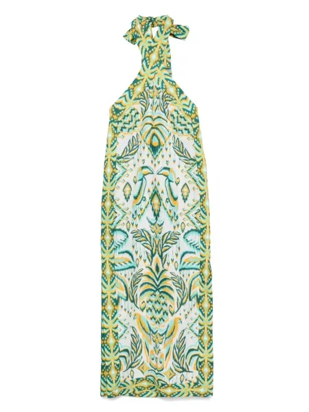 Maksi sukienka maxi Farm Rio w tropikalny nadruk garniturowa zielona