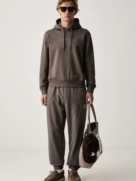 Armani Exchange mikina s kapucňou pánska hnedá