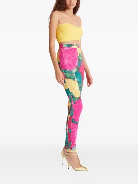 Leggings Balmain cu model floral cu imagine roz