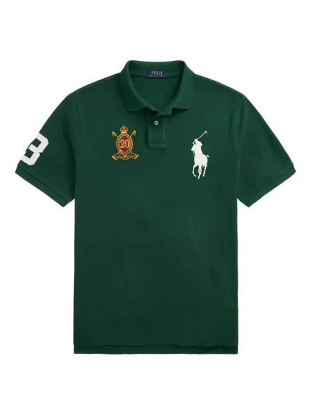 Kratak samt polo majica Polo Ralph Lauren s vezom crna