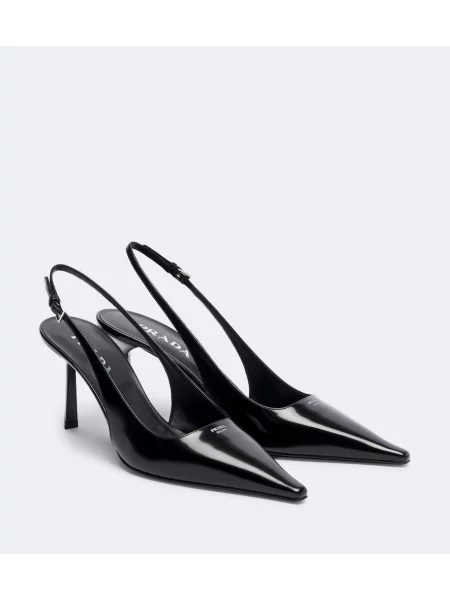 Pantofi cu toc Prada din piele slingback negru