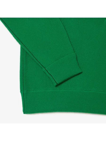Lacoste Sweter Z Wełny O Luźnym Kroju Z Okrągłym Dekoltem zielony