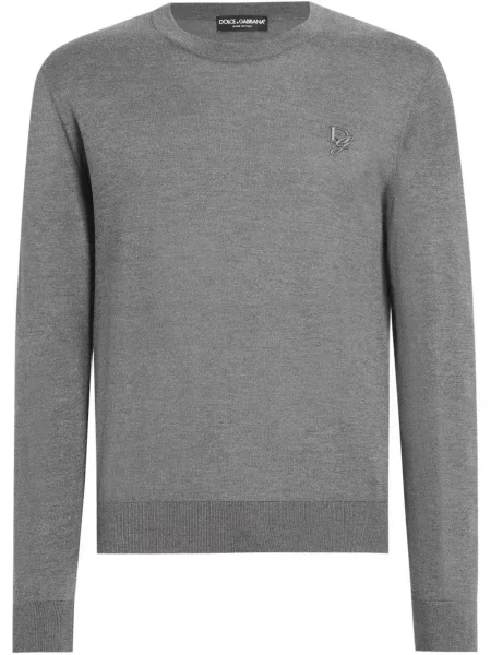 Pulover Dolce & Gabbana cu broderie de mătase gri