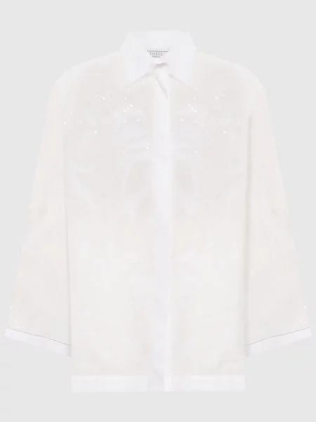 Блуза із шовком з вишивкою Peserico біла