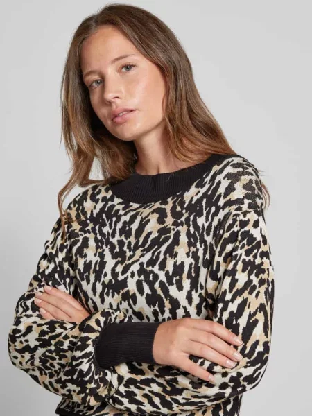 Sweter z dzianiny ze stójką model ‘FONNY’ Y.a.s czarny