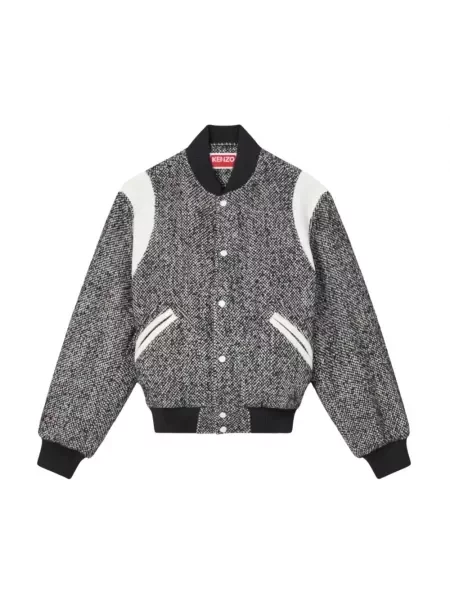 Kenzo kurtka bomber z domieszką wełny Wool Varsity Jacket zimowa oversize czarny