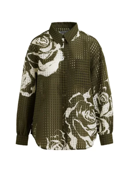 Cămașă Essentiel Antwerp cu model floral cu imagine verde