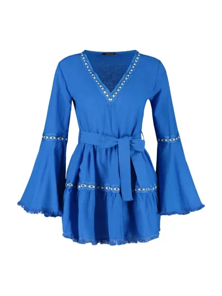 Trendyol Rochie azur / negru alb
