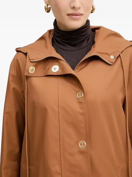 Geacă parka Twinset cu glugă maro