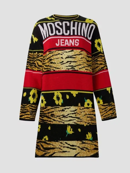 Шерстяное платье мини Moschino