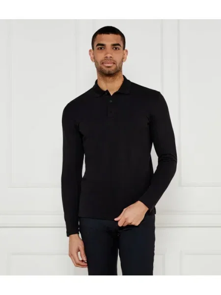 BOSS GREEN Polo Plisy negru
