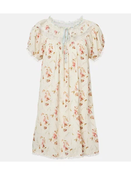 Rochie Dôen cu model floral din dantelă alb