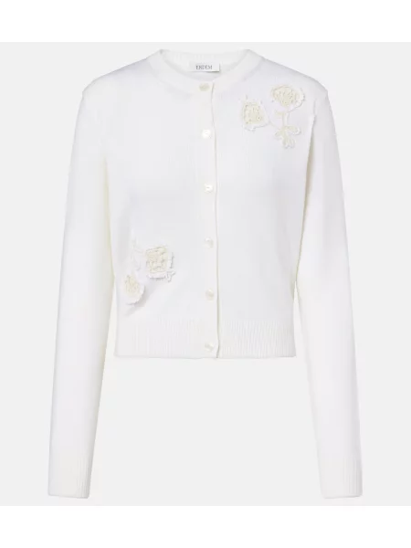 Cardigan Erdem de lână cu model floral alb