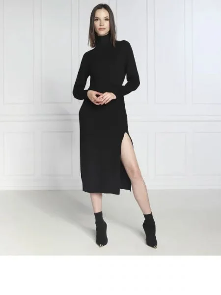 Michael Kors Rochie cu adaos de lână și cașmir negru