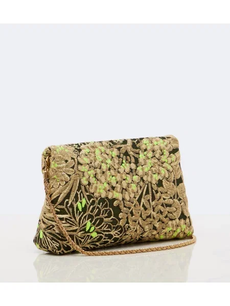 Kvetinová žakárová listová kabelka Dries Van Noten čierna