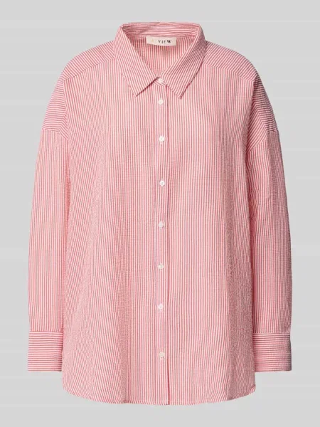 Bluzka koszulowa o kroju regular fit z listwą guzikową A-view czerwona