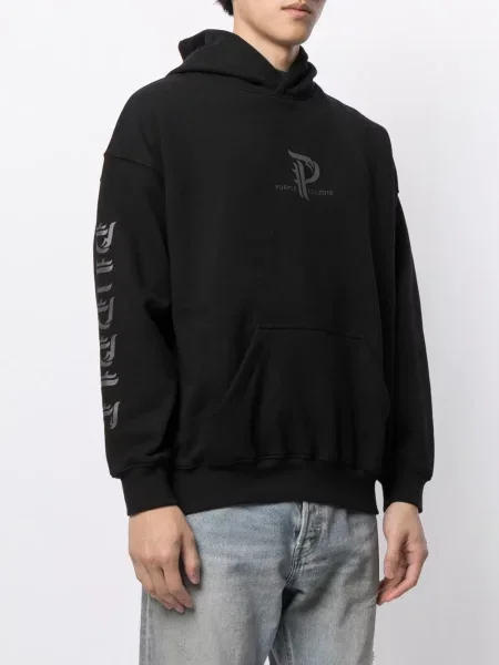 Hanorac cu glugă Purple Brand cu imagine negru