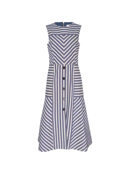 Rochie midi Carolina Herrera cu dungi albastru