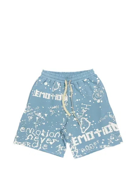 Pantaloni scurți Mixed Emotion cu imagine cu cordon albastru