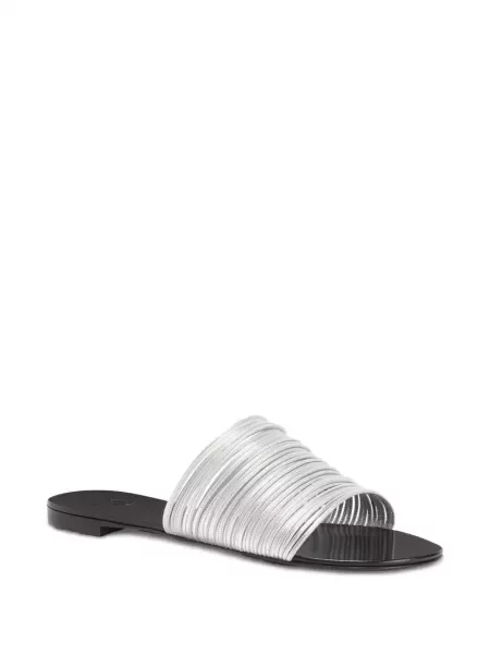 Klapki Giuseppe Zanotti skórzane srebrne