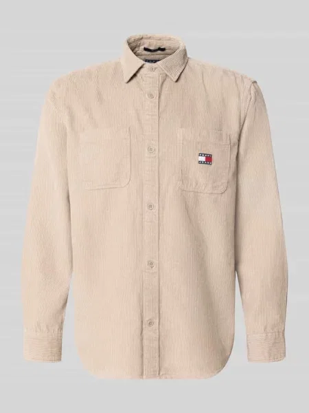 Koszula sztruksowa o kroju regular fit z naszywką z logo Tommy Jeans beżowa