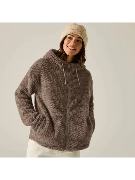 Bluza polarowa Evelina z zamkiem błyskawicznym brązowa