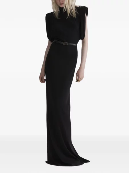 Rochie Mugler fără mâneci drapată negru