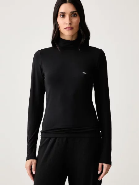 Emporio Armani Underwear lounge tričko s dlouhým rukávem s lyocellem černé