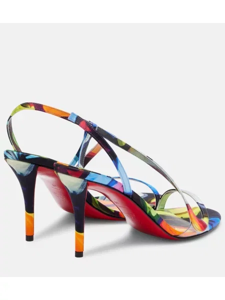 Satenaste sandali Christian Louboutin s potiskom