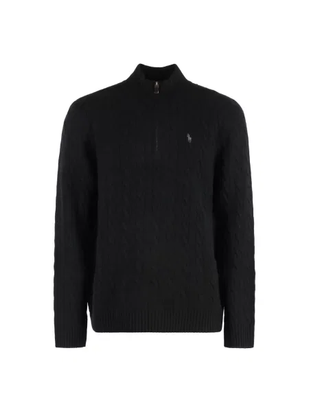Sweter z dzianiny z wyhaftowanym logo Polo Ralph Lauren czarny