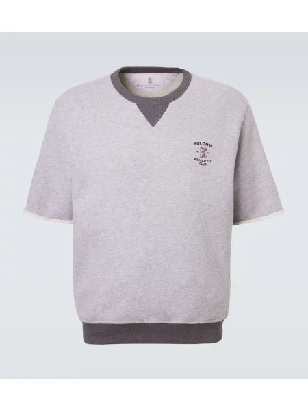 Tricou Brunello Cucinelli din jerseu gri