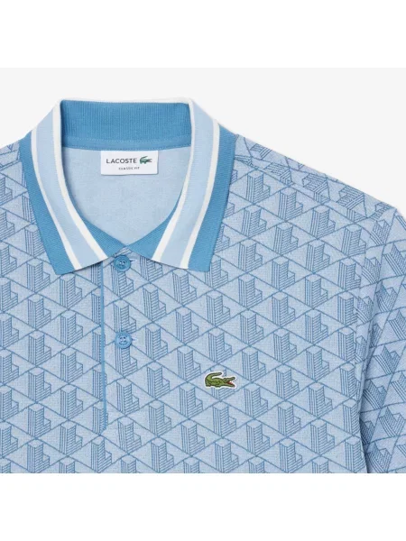 Lacoste Koszulka Polo O Klasycznym Kroju Z Żakardowym Monogramem niebieski