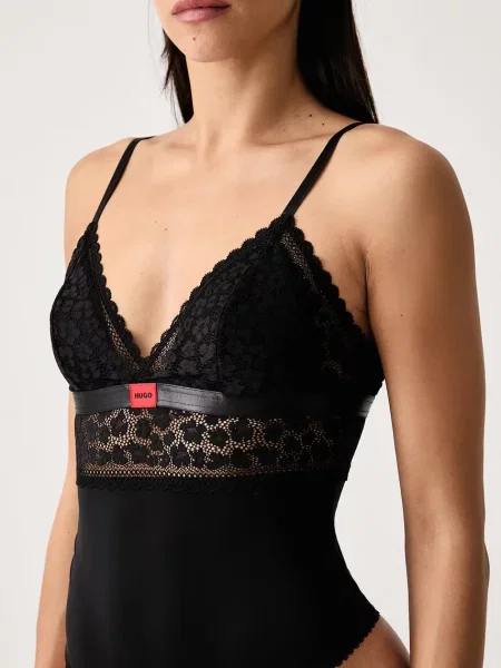 HUGO боди дамско SAVANA BODYSUIT P черно