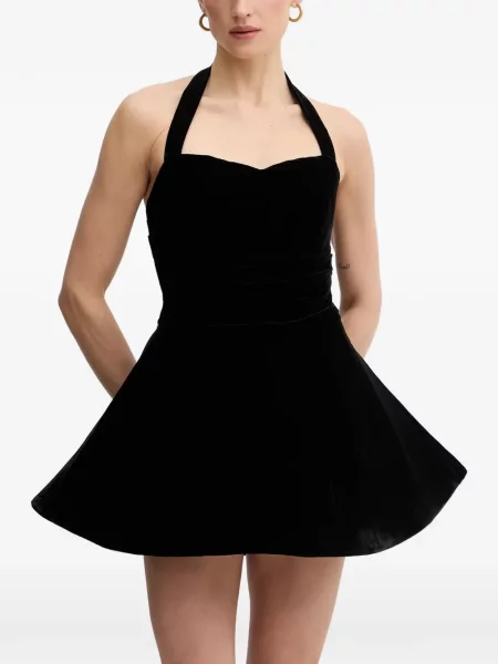 Rochie mini Bardot cu gât halter de costum mini negru